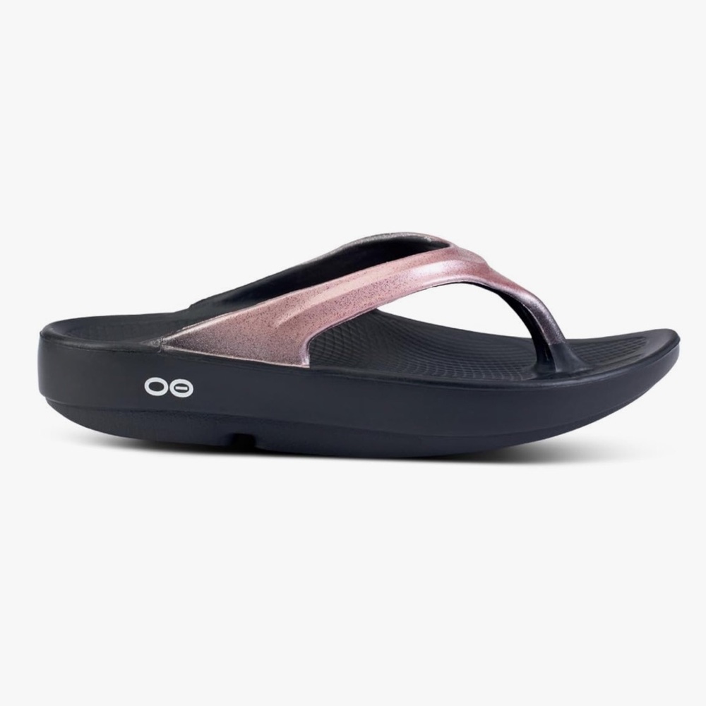 OOFOOS WOMEN'S OOLALA LUXE SANDAL - ROSE SPARKLE - size 7 NWT